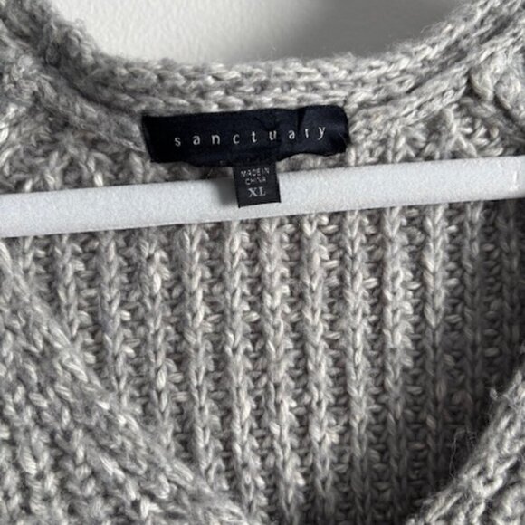 Sanctuary Gray Knit Chunky Slouchy Alpaca Blend Sweater size XL - Picture 7 of 9